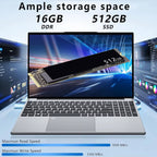 Ultra Slim Laptops 15.6" Notebook PC Intel Core i3-6006U 16GB RAM 1TB SSD Office Computer Fingerprint unlock Windows 11 Laptop