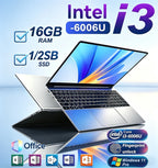 Ultra Slim Laptops 15.6" Notebook PC Intel Core i3-6006U 16GB RAM 1TB SSD Office Computer Fingerprint unlock Windows 11 Laptop