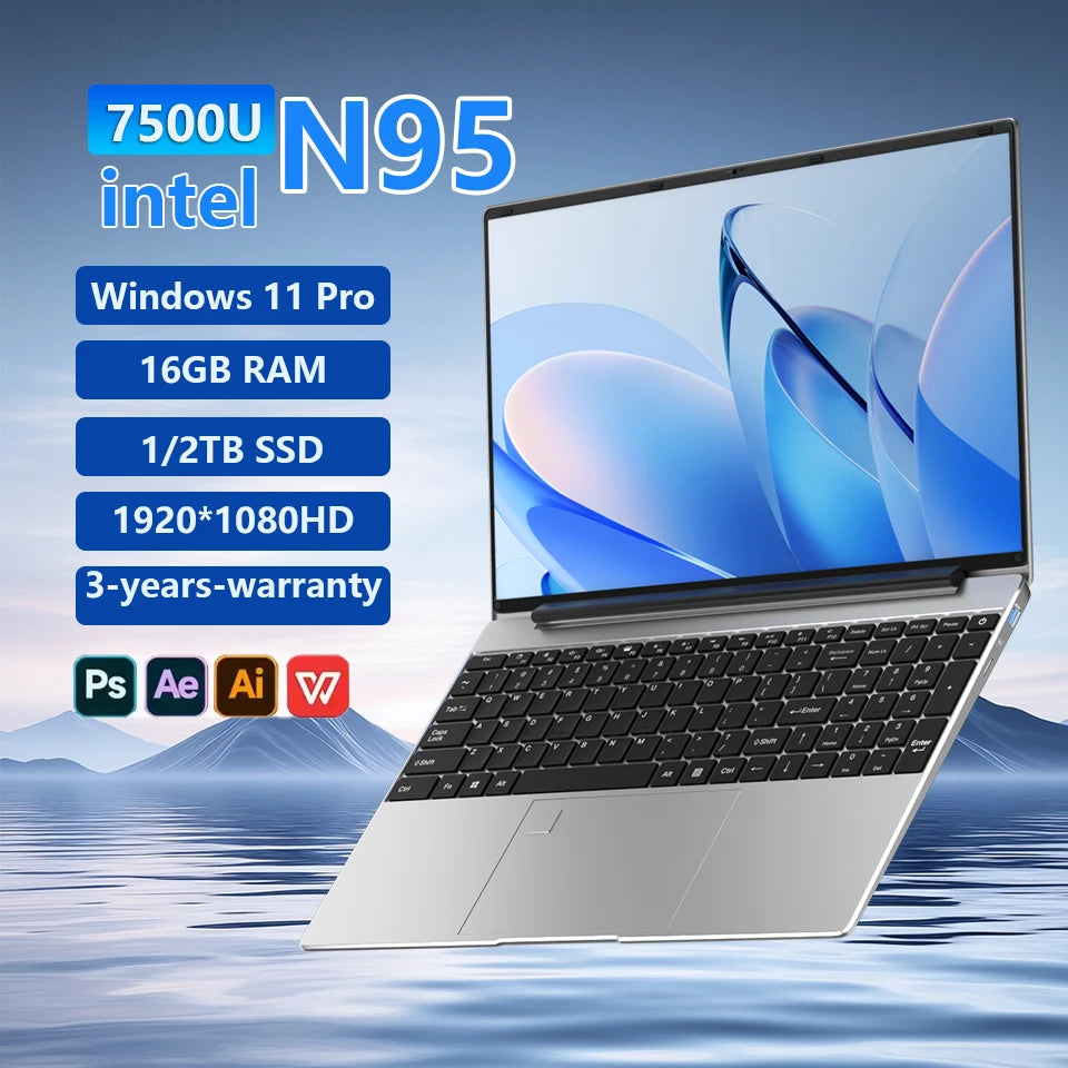 Portátil original de 15.6" N95 Pantalla FHD IPS de 120 Hz ultra nítida 7500mAh 32GB/2TB SSD Teclado retroiluminado Desbloqueo por huella dactilar