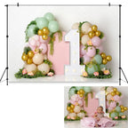 Romance Blushing Pink Photography Backdrop Kids Baby Cake Smash Photocall Decors Balloon Arch and Candle Studio Backgrounds