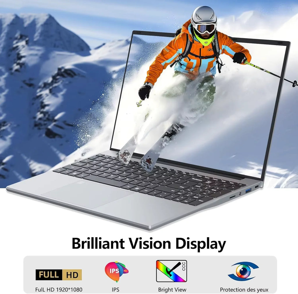Ultra Slim Laptops 15.6" Notebook PC Intel Core i3-6006U 16GB RAM 1TB SSD Office Computer Fingerprint unlock Windows 11 Laptop