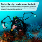 Seafrogs 2.55'' Ball Arm Clamp 2 Hole Camera Waterproof Case Tray Ball Joint Arm System Combination Clamp Dive Flashlight Holder