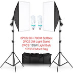 Photography 50x70CM Softbox Lighting Kits Professional Light System With E27 Photographic Bulbs Photo Studio Equipment