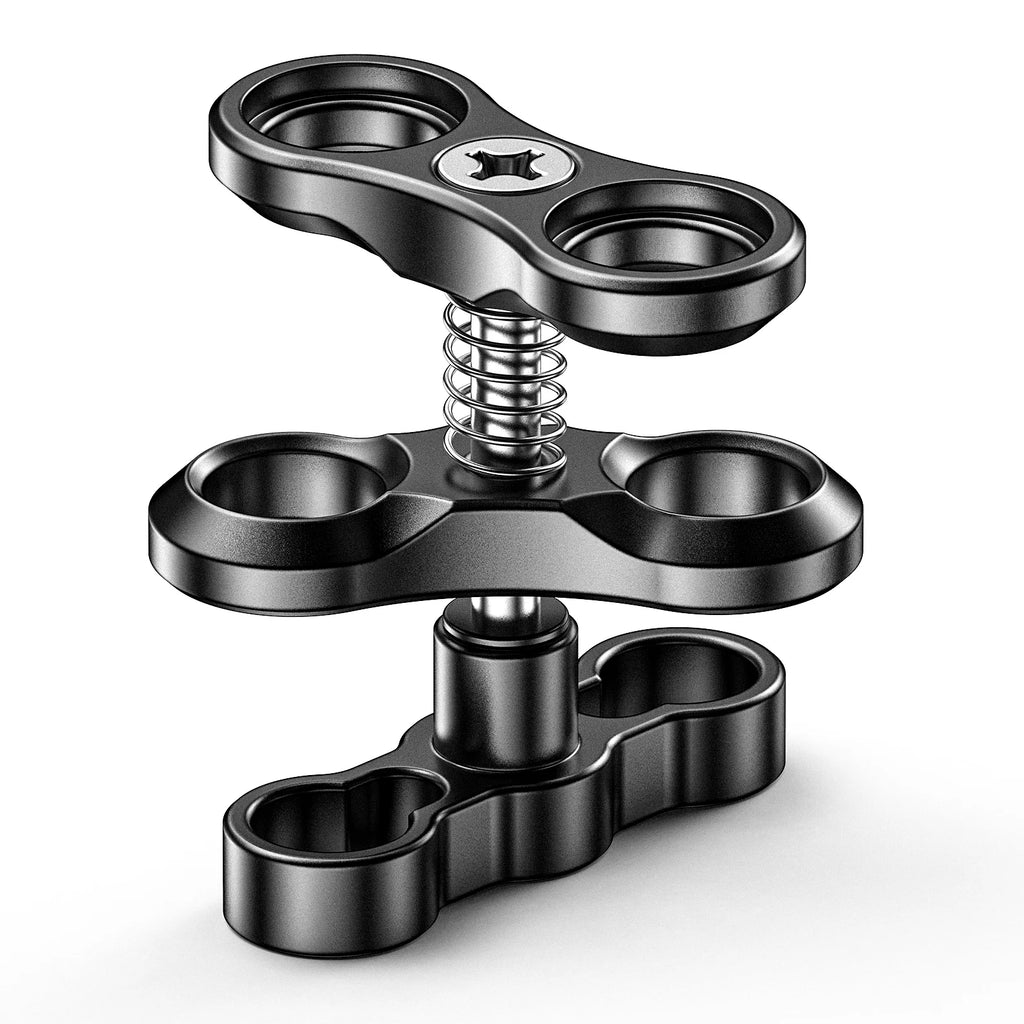 Seafrogs 2.55'' Ball Arm Clamp 2 Hole Camera Waterproof Case Tray Ball Joint Arm System Combination Clamp Dive Flashlight Holder