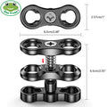 Seafrogs 2.55'' Ball Arm Clamp 2 Hole Camera Waterproof Case Tray Ball Joint Arm System Combination Clamp Dive Flashlight Holder