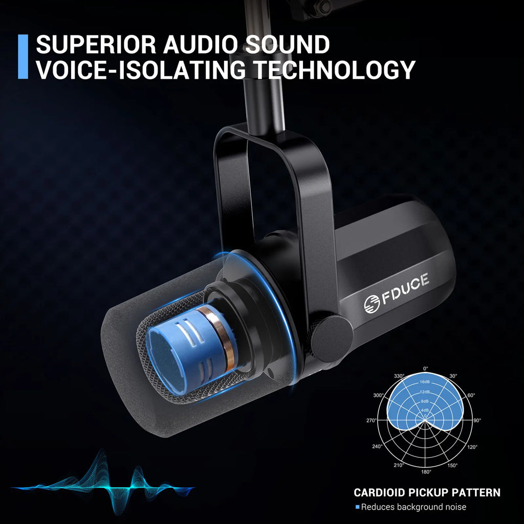 FDUCE SL40X+ /SL40X XLR Dynamic Microphone Kit With Arm Stand/Built-in Headset Output / Sound Insulation,For PC PS5/4 Mixer