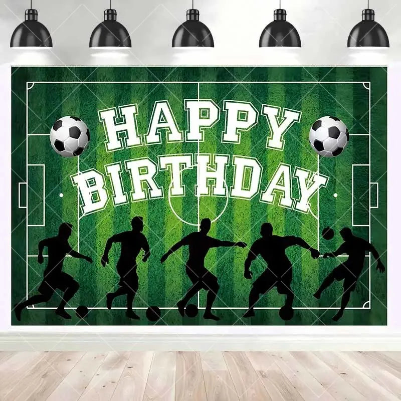 Boy's birthday background picture, children's portrait, football field,sports poster,baby shower, newborn photography background