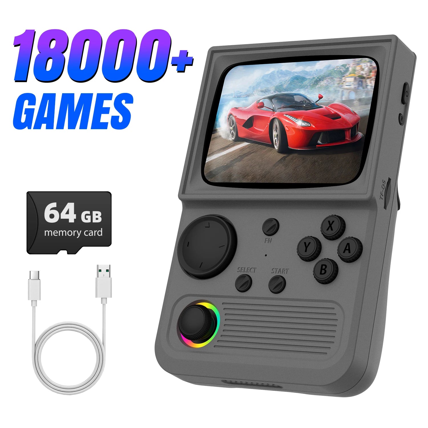 R36T Retro Handheld Game Console 18000+Game EmuEMEC System 3.5'' IPS Screen Wi-Fi Multiplayer Portable Pocket Video Console