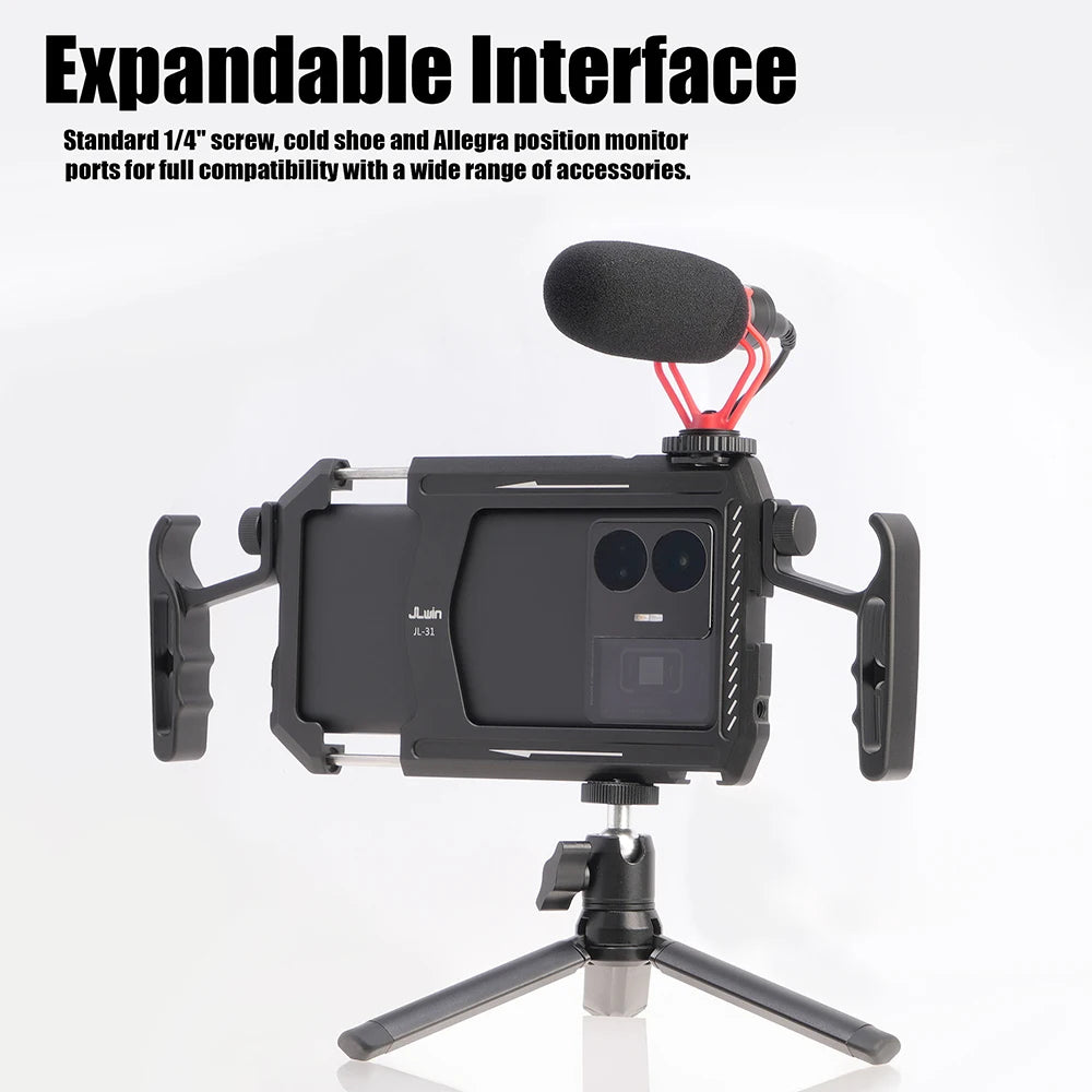 FOTGA Soporte de metal universal para smartphone, asas, estabilizador, vlog, transmisión en vivo, kit de soporte para teléfono móvil, creador de videos