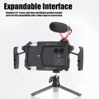 FOTGA Soporte de metal universal para smartphone, asas, estabilizador, vlog, transmisión en vivo, kit de soporte para teléfono móvil, creador de videos