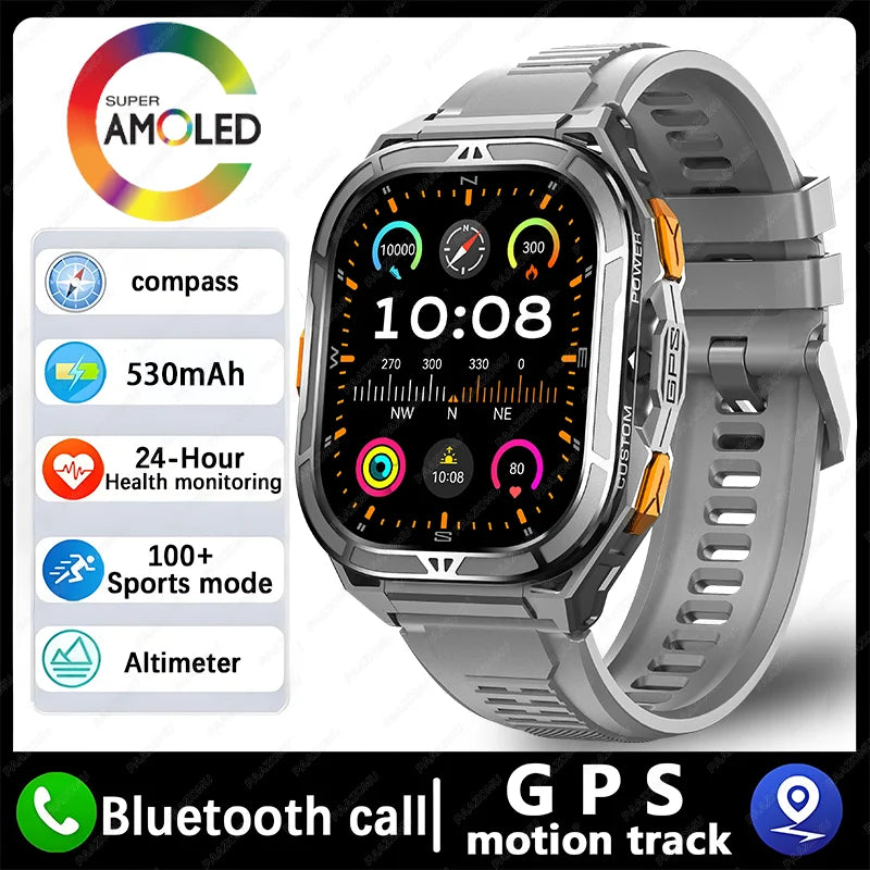 2025 New Dual Frequency GPS Outdoor SmartWatch Compass Altitude Air Pressure 5ATM Waterproof Sports SmartWatch for Men and Women