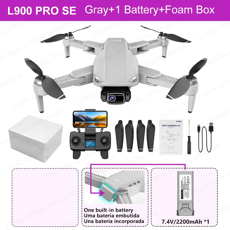 LYZRC Brushless Motor GPS L900 PRO SE Drone 90° Remote Control 4K HD Professional Dual Camera Foldable 5G Wifi FPV RC Quadcopter