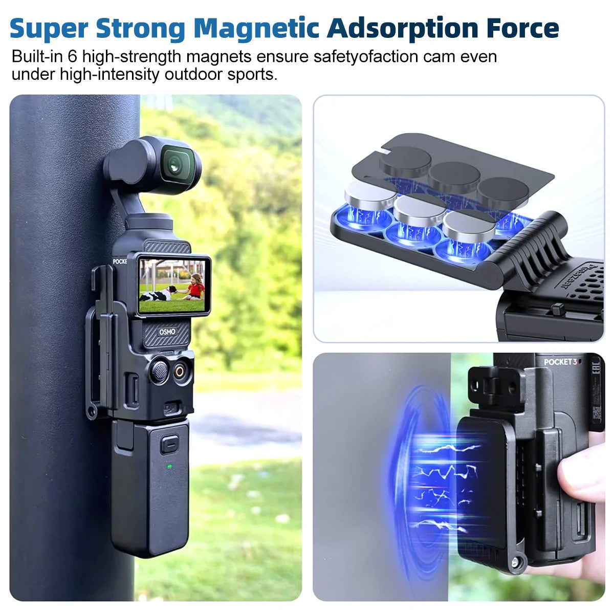 Magnetic Camera Bracket Mount Compatible with DJI OSMO Pocket 3 Expansion Adapter Magnet Steering Holder Bracket Pocket3