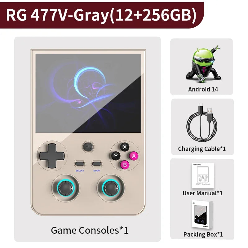 Anbernic RG 477V Handheld Game Console 4.7 HD LTPS In-Cell Screen 5500mAh WiF Android 14 3D HallJoystick Dimensity 8300i RG477V