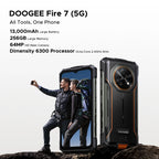 DOOGEE Fire 7 5G Rugged Phone Gemini AI 16GB (4+12) 256GB 13000mAh Battery Dimensity 6300 Smart phone NFC Android 15 64MP Camera