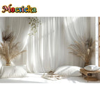 Mocsicka Photography Background White Indoor Window Floral Adult Birthday Wedding Maternity Portrait Decor Backdrop Photo Studio