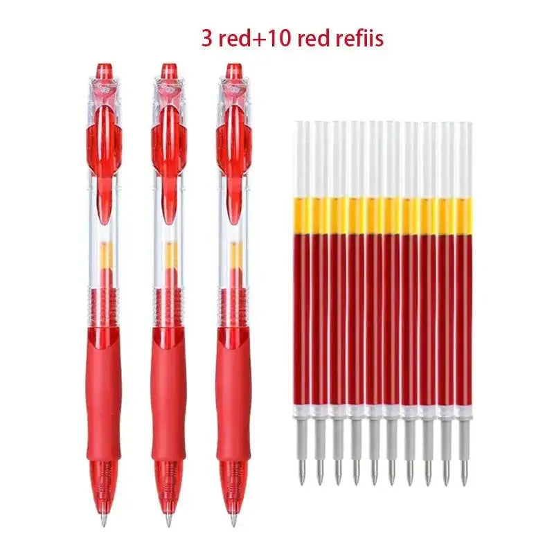 13/30PCS Gel Pens Refills Set Kawaii Stationery Writing Pen Black/Red/Blue Ink 0.5 mm Ballpoint Pen Office School Supplies Tools