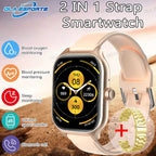 New Double Strap Smart Watch 1.75" AMOLED Screen Voice Assistant Bluetooth Call Men Women Smartwatch Heart Rate Sleep Monitoring