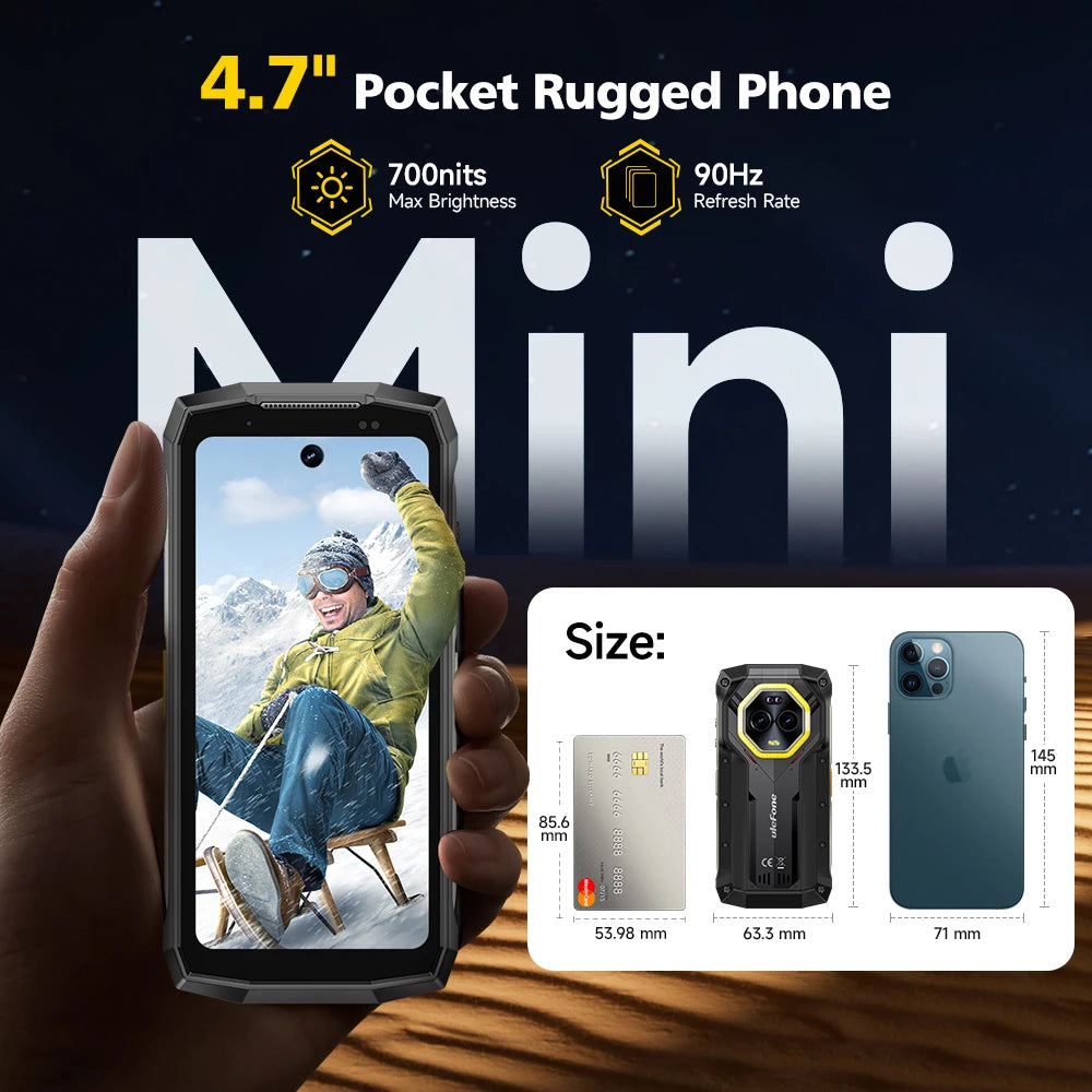 Ulefone Armor Mini 20 4G 4.7" Rugged Phone 64MP Night Camera Android 14 Smartphone 6200mAh Mobile phone NFC 16GB+256GB 33W G99