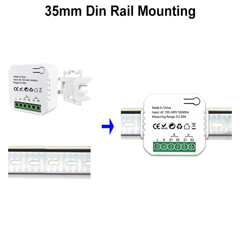 Monitor de energía Smart Life ZigBee, bidireccional de 1 o 2 canales con sensor de corriente, la aplicación monitorea la energía, AC100-240V Requiere Gateway