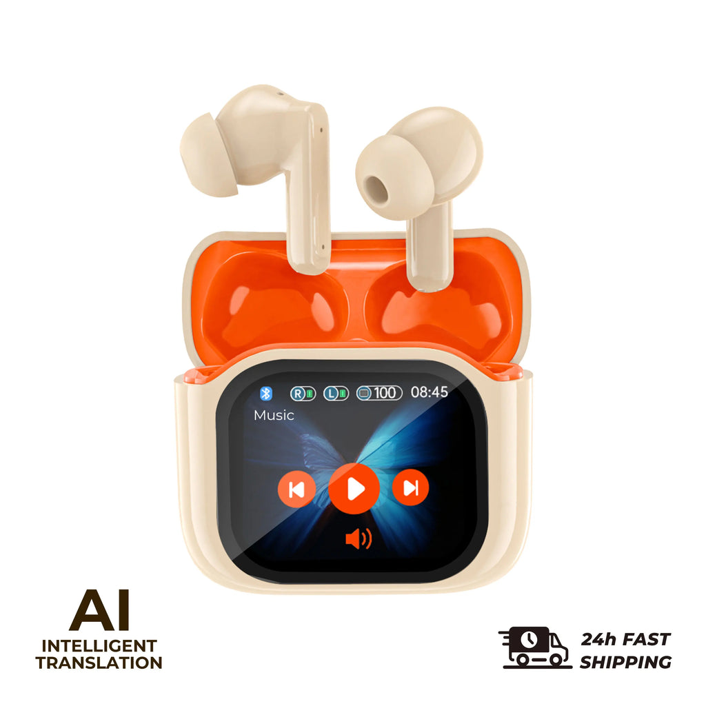 Auriculares de Traducción con Pantalla Táctil 2 Piezas, 144 Idiomas, Auriculares Traductores Bidireccionales en Tiempo Real, Auriculares Bluetooth para Viajes de Negocios