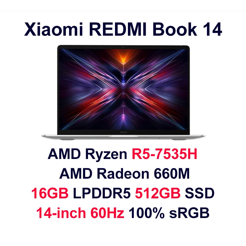 Xiaomi Laptop Redmi Book 14 2025 Ryzen 7-7735H/R5-7535H Radeon 680M/660M RAM 16GB 512GB SSD 14-inch 60Hz Screen Notebook Slim PC
