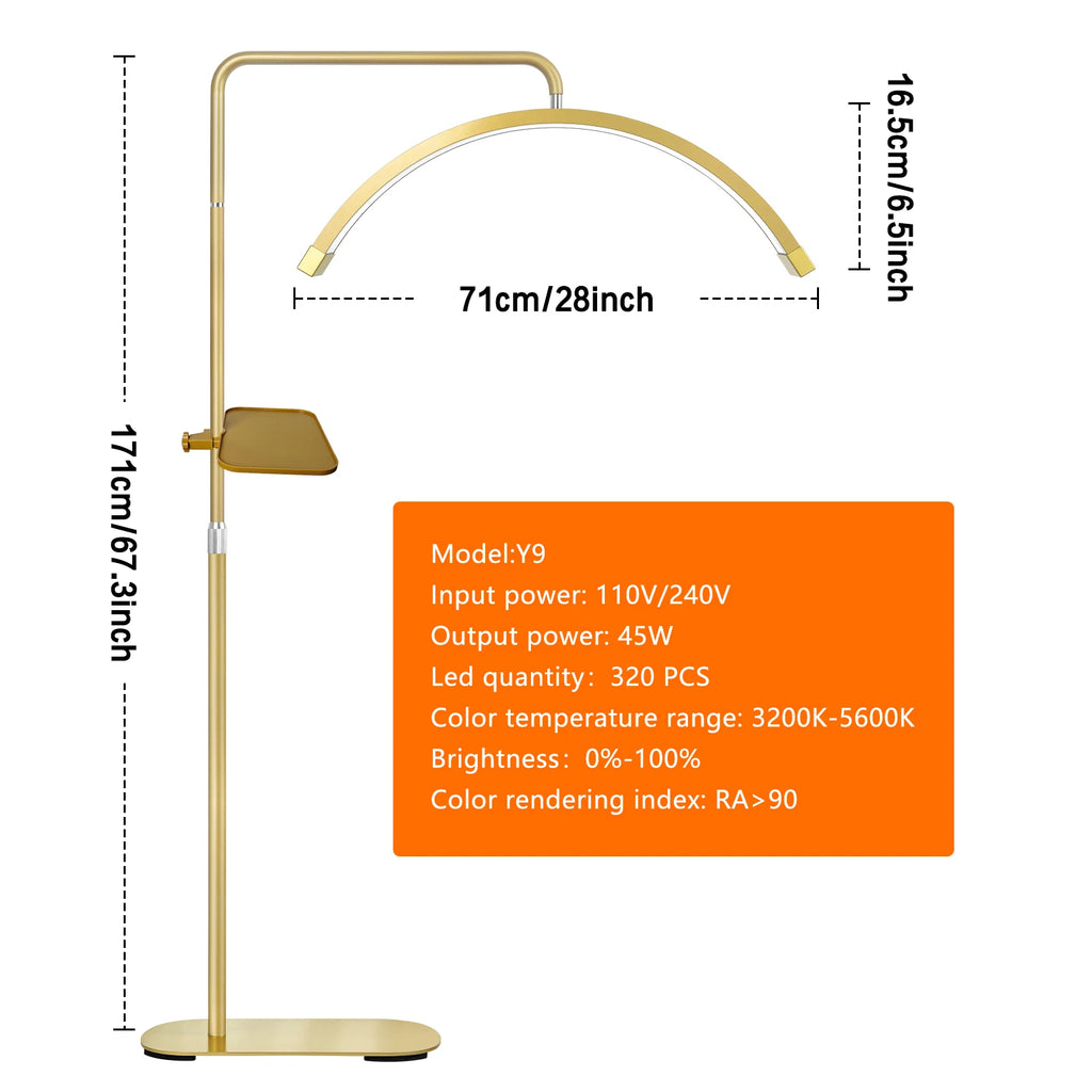 Fosoto Golden Photography Lamp LED Half-Moon Shaped Light Led Video Lash Light With Rhinestones For Beauty Eyelash Tattoo Makeup