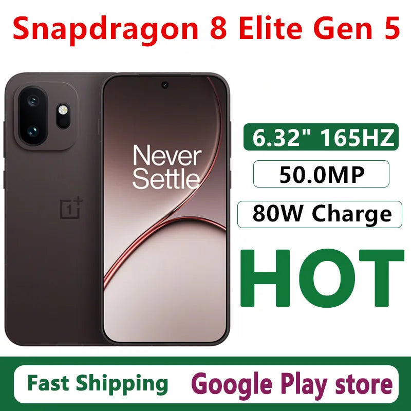 Original Oneplus 15T Mobile Phone Snapdragon 8 Elite Gen 5 OTA 6.32" AMOLED 165HZ 50.0MP Camera 80W Charge 7500mAh Battery IP69