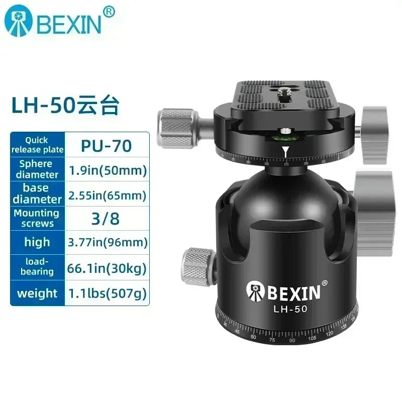 LH50/LH55 Low Profile Tripod Ball Head All Full Metal CNC Panoramic Camera Tripod Head,with 1/4" Arca Swiss Quick Release Plate