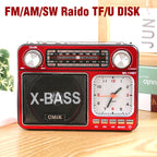 Retro Clock Bluetooth Radio Home Portable Light And Support USB TF Card  Interface Receiver MP3 Music Player