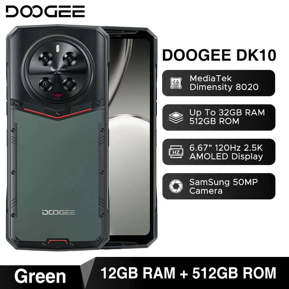 World Premiere DOOGEE DK 10 5G Dimensity 8020 Morpho Quad Camera 50MP Rugged Phone  6.67" 120Hz 2.5K AMOLED 120W 32 GB+512 GB