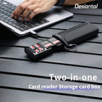 Desiontal DK-10 2-in-1 SD Card Card Reader Storage Case High-Speed USB 3.1 Type-C socket, SD/TF/SIM Card Carrying Case