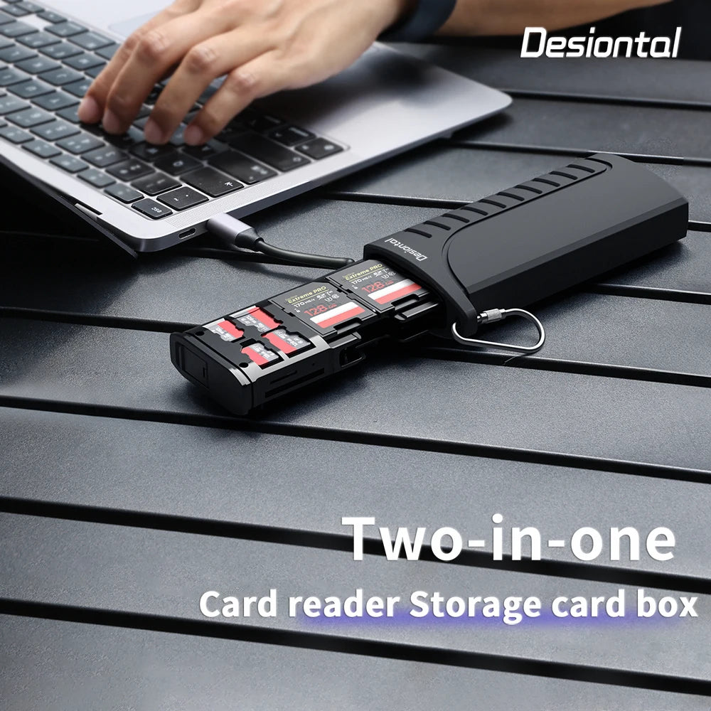 Desiontal DK-10 2-in-1 SD Card Card Reader Storage Case High-Speed USB 3.1 Type-C socket, SD/TF/SIM Card Carrying Case
