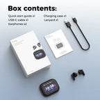 HD Screen Wireless Earphones Bluetooth Music Earbuds HTC NE68 150 Languages 30 hour Battery Life Clear Audio Comfortable Wearing