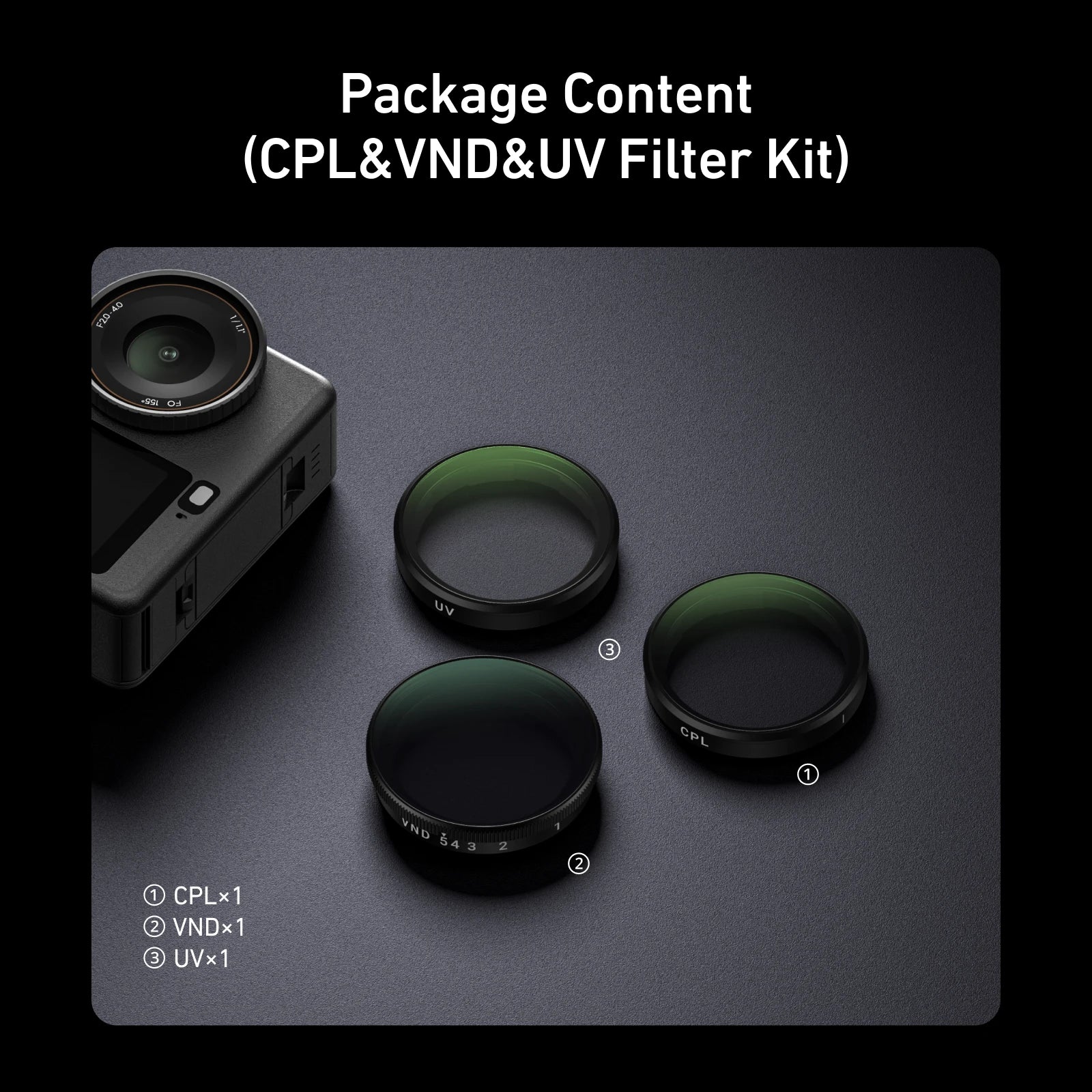 TELESIN Lens Filters Set Filter Kit