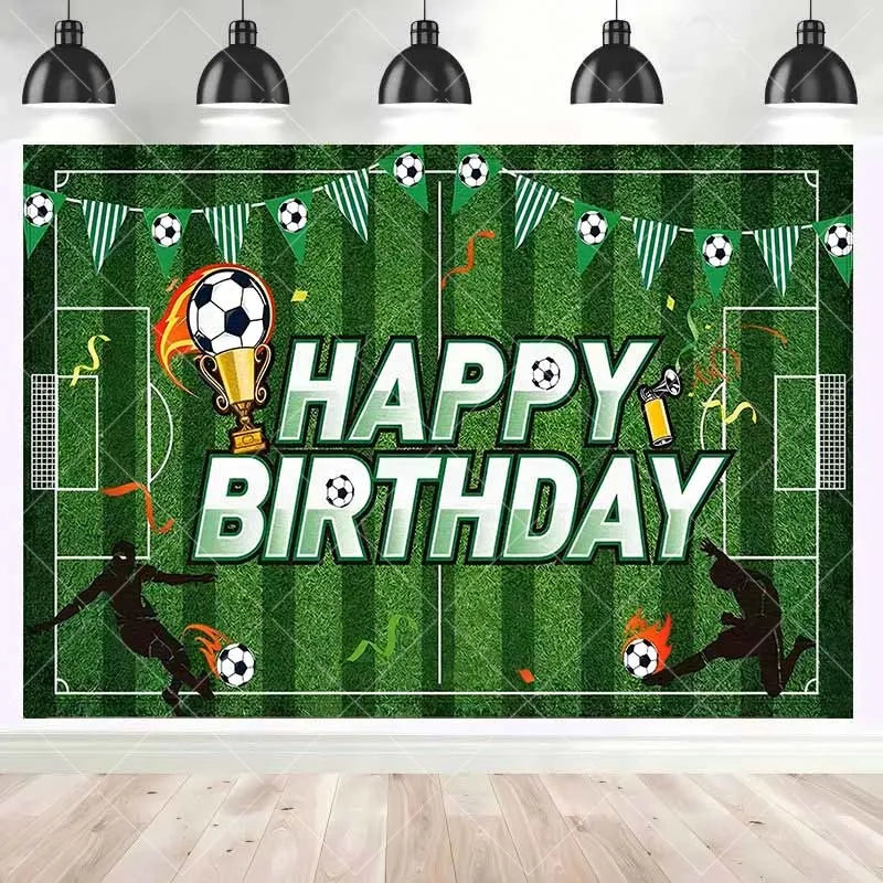 Boy's birthday background picture, children's portrait, football field,sports poster,baby shower, newborn photography background