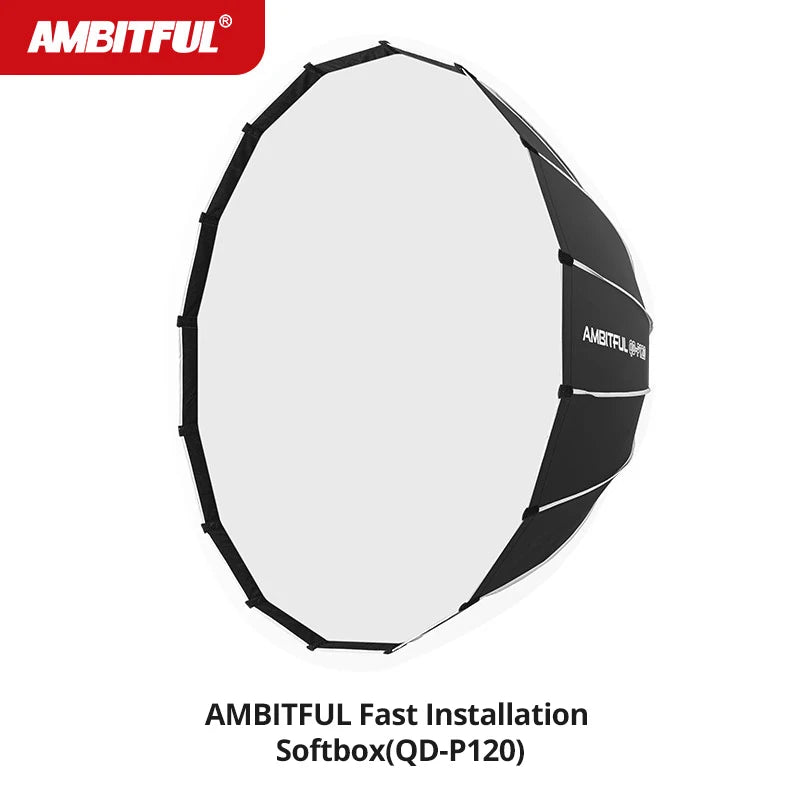 AMBITFUL QD-P70 70CM QD-P90 90CM QD-P120 120CM Quickly Release Parabolic Deep Softbox Grid for Bowens Elincrhom Mount