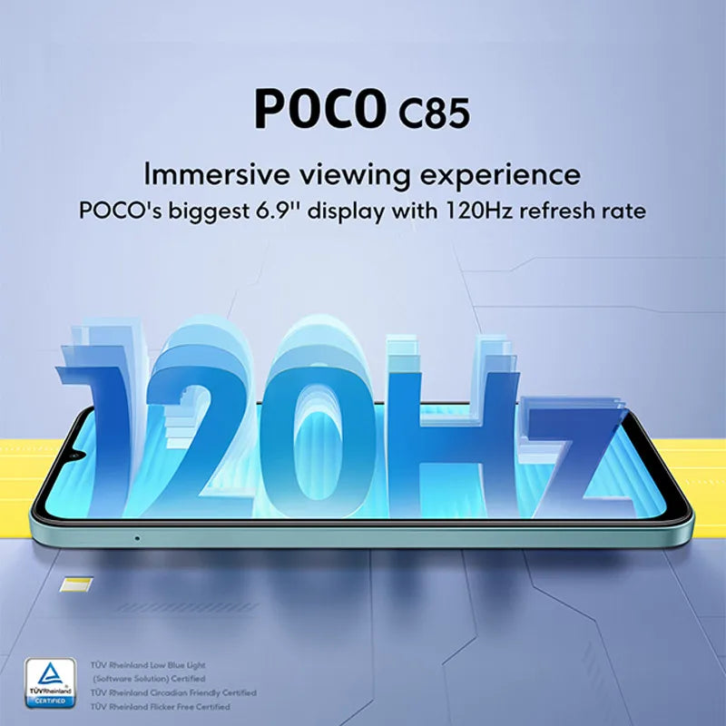 New POCO C85 Global Version NFC Smartphone MediaTek Helio G81-Ultra 6000mAh battery 6.9" 120Hz display 33W Charging 50MP Camera