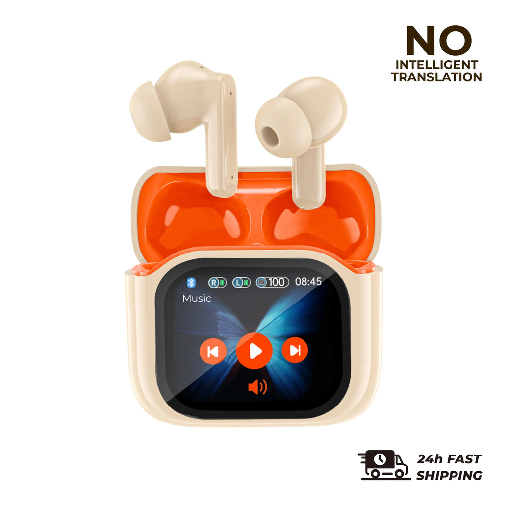 Auriculares de Traducción con Pantalla Táctil 2 Piezas, 144 Idiomas, Auriculares Traductores Bidireccionales en Tiempo Real, Auriculares Bluetooth para Viajes de Negocios