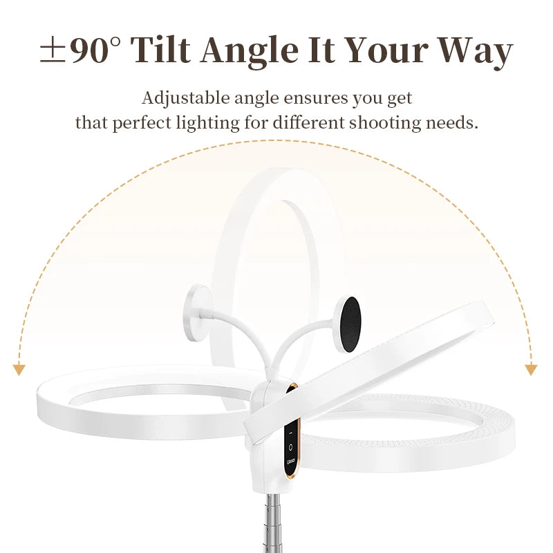 Ulanzi LT030 Ring Video Light Angel Height Adjustable Bi-color Ring Light Kit 3000K-6000K Ring Light with Remote Control