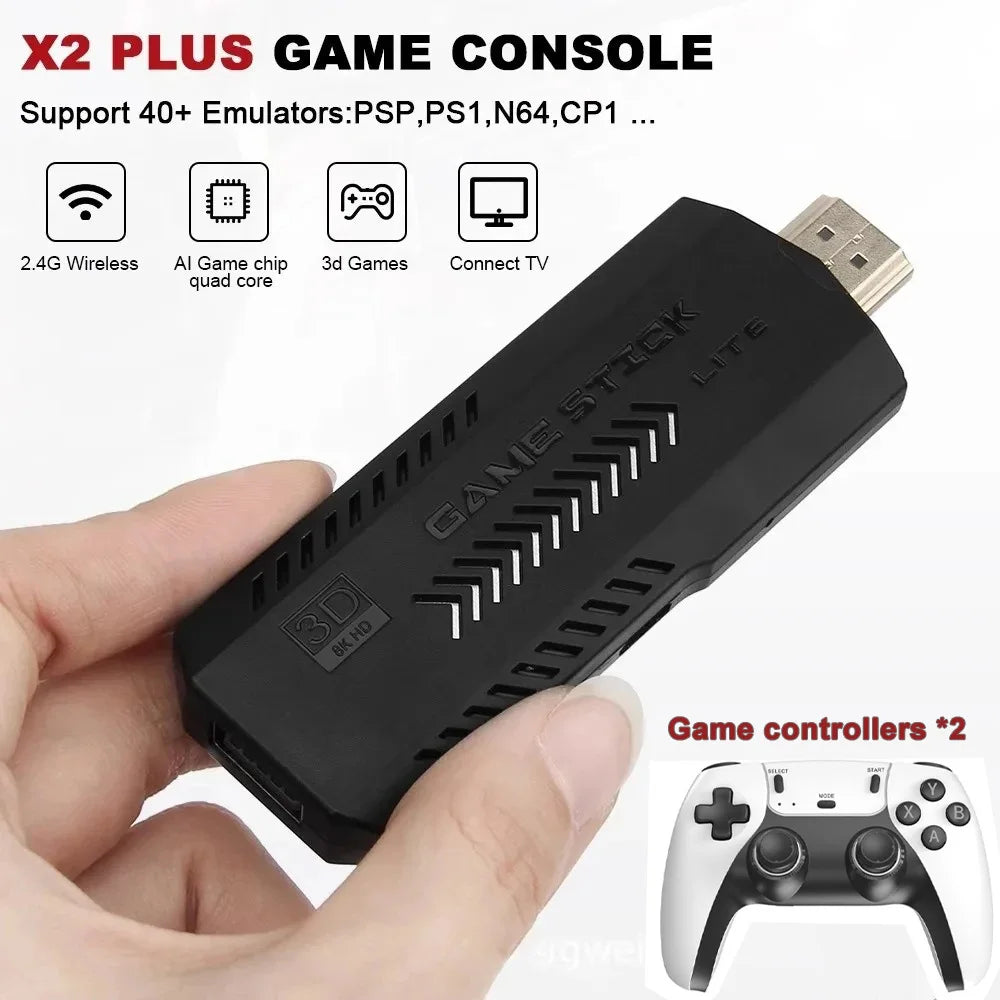 The X2 Pro video game console comes with 50,000 retro games and over 40 emulators, and is compatible with PS1/N64/PSP.