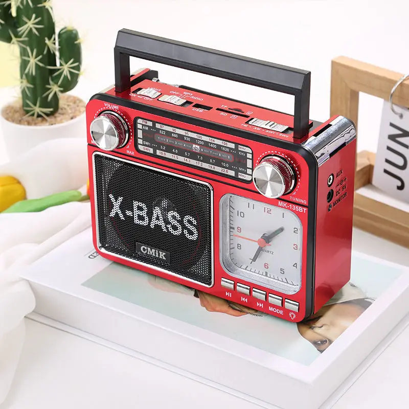 Retro Clock Bluetooth Radio Home Portable Light And Support USB TF Card  Interface Receiver MP3 Music Player
