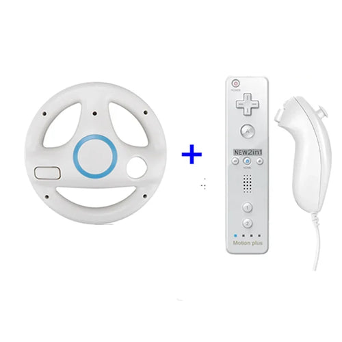 1 pair with 2-in-1 Gamepad games console with Game Racing Steering Wheel for Nintendo Wii Kart Remote Controller straight handle