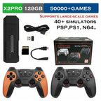 The X2 Pro video game console comes with 50,000 retro games and over 40 emulators, and is compatible with PS1/N64/PSP.