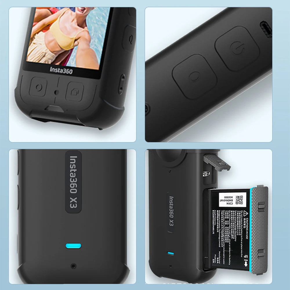 Case for Insta360 X3 with Silicone Lens Cap Protector Shockproof Protective Cover for Insta 360 X3 Anti-scratch Accessories