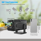 HY320Mini 4K Smart Video Projector,720P HD, 200ANSI Brightness,for Android 11.0,180° Rotatable for Home Theater and Outdoor Use