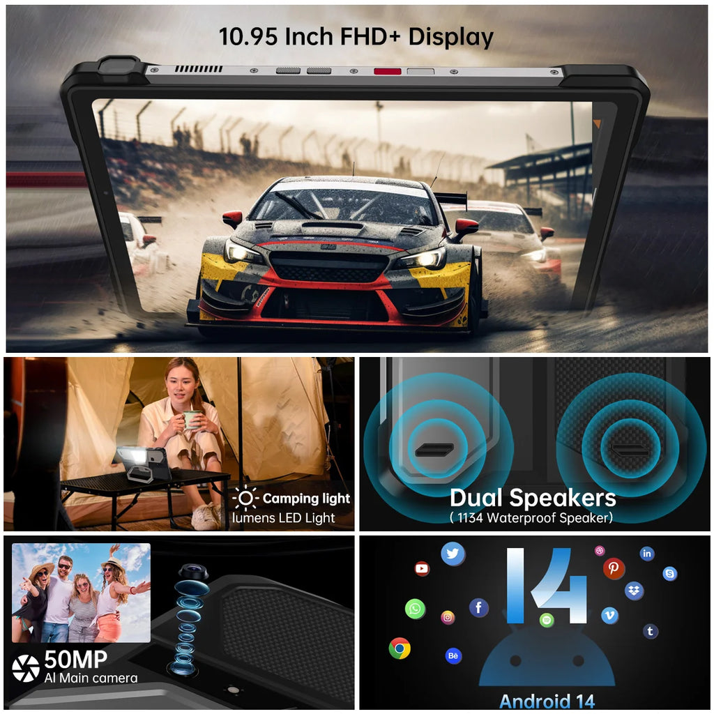 Tablet rugerizada Unihertz 8849 TANK PAD E con proyector Android 21000 mAh 120 Hz Cámara de 50 MP 24 GB 512 GB 66 W Tablet teléfono de 10,95 pulgadas