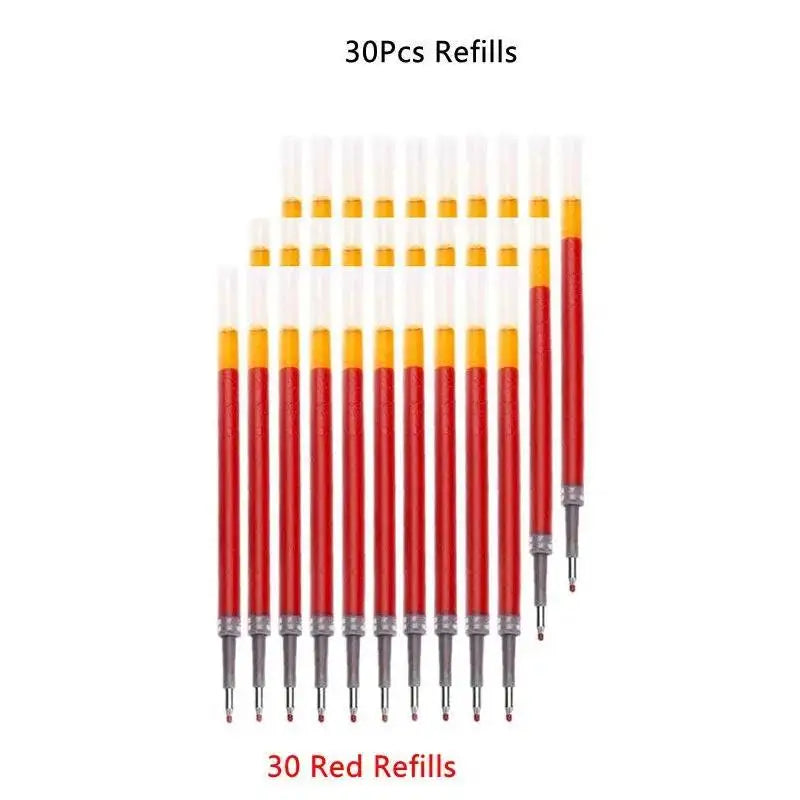 13/30PCS Gel Pens Refills Set Kawaii Stationery Writing Pen Black/Red/Blue Ink 0.5 mm Ballpoint Pen Office School Supplies Tools