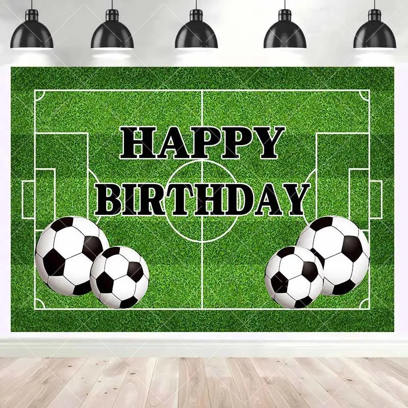Boy's birthday background picture, children's portrait, football field,sports poster,baby shower, newborn photography background