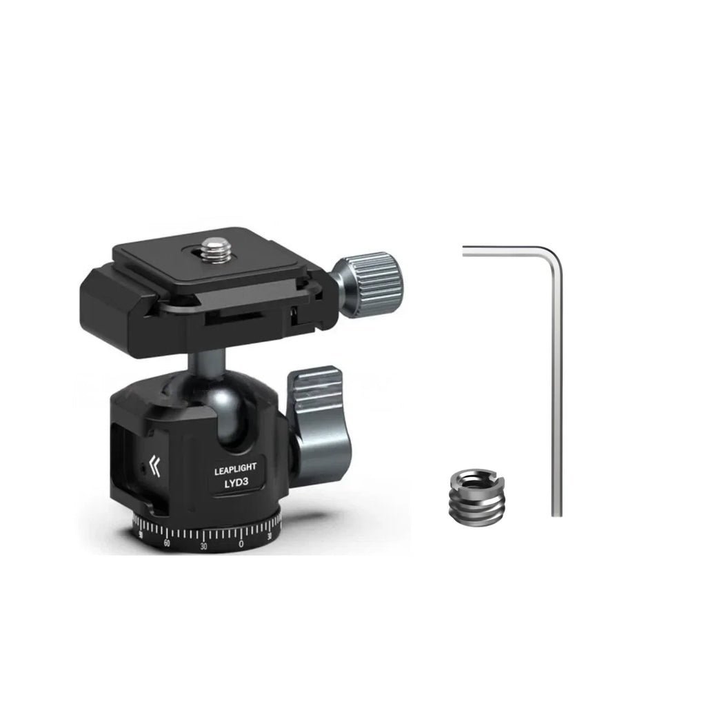 Quick Release Aluminum Tripod Ball Head w Arca Swiss +Cold Shoe Camera Mount for DSLR Camera Monitor Mic Light Tripod Photograph